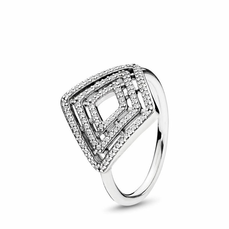 Inele statement Pandora Geometric Lines Argint (rvMhewso)